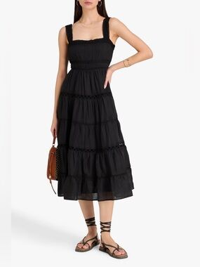 Veronica Beard Lucien Tiered Ramie Midi Dress Size 0
